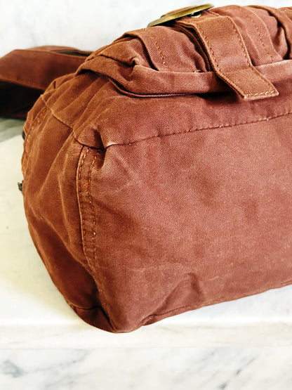 Borsa a spalla in cotone marrone ruggine multipocket – stile Y2K