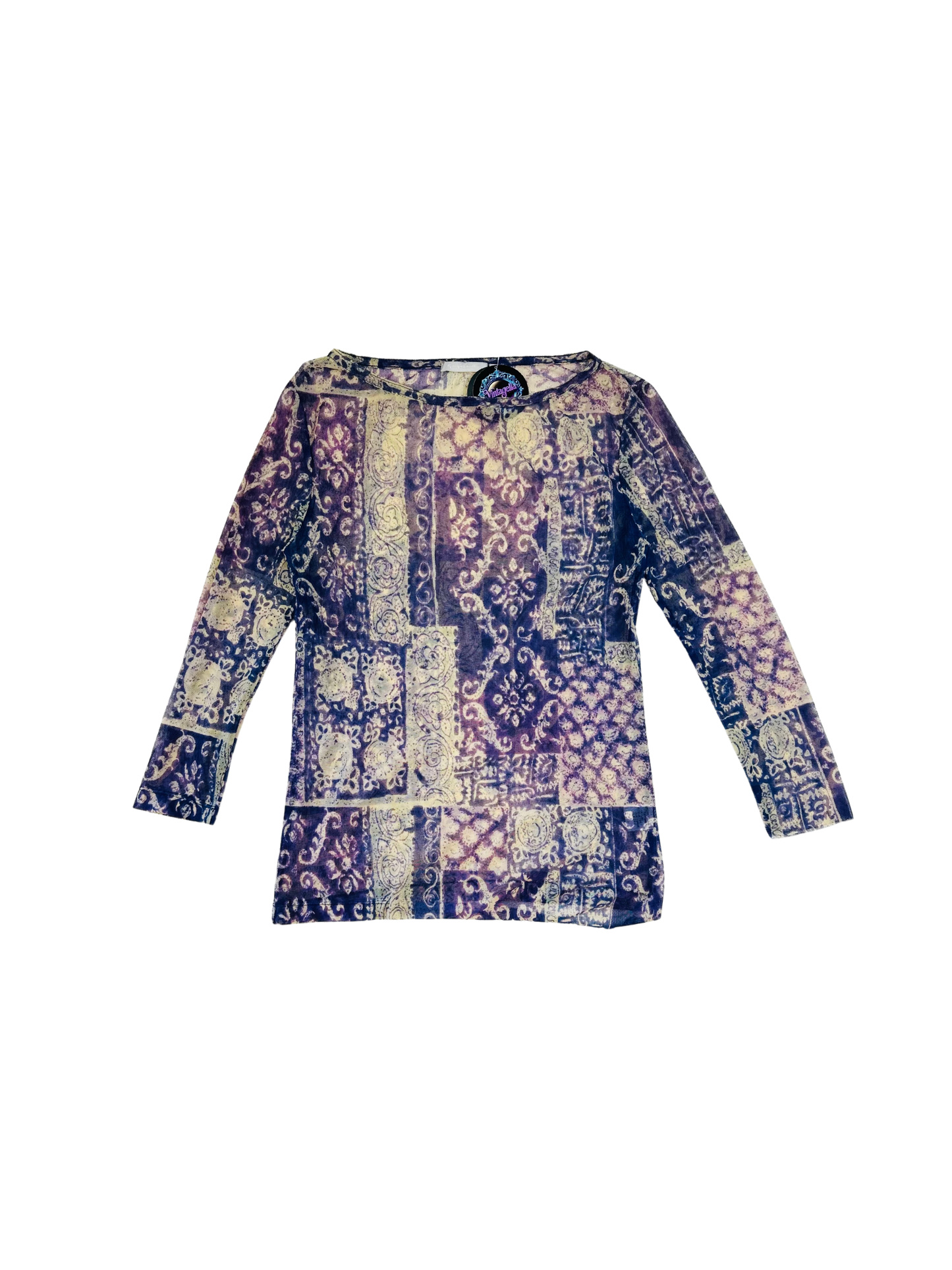 Top in Micromesh Patchwork Viola – Anni 2000 Revival