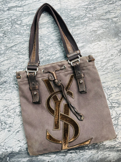YVES SAINT LAURENT - Borsa a spalla in tela