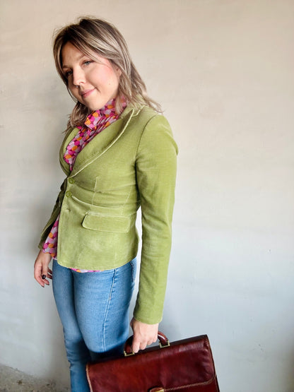 Giacca in cotone verde a costine