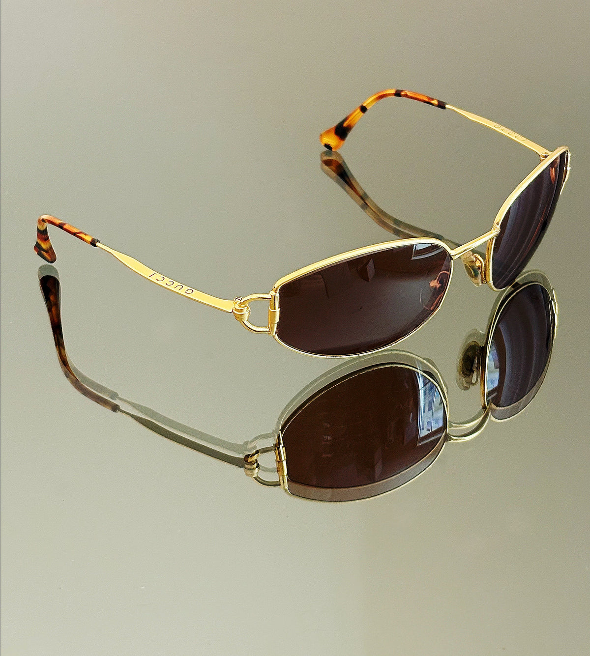 GUCCI - Occhiali da sole vintage GG 2800/S dorati con lenti marroni e dettagli tartarugati