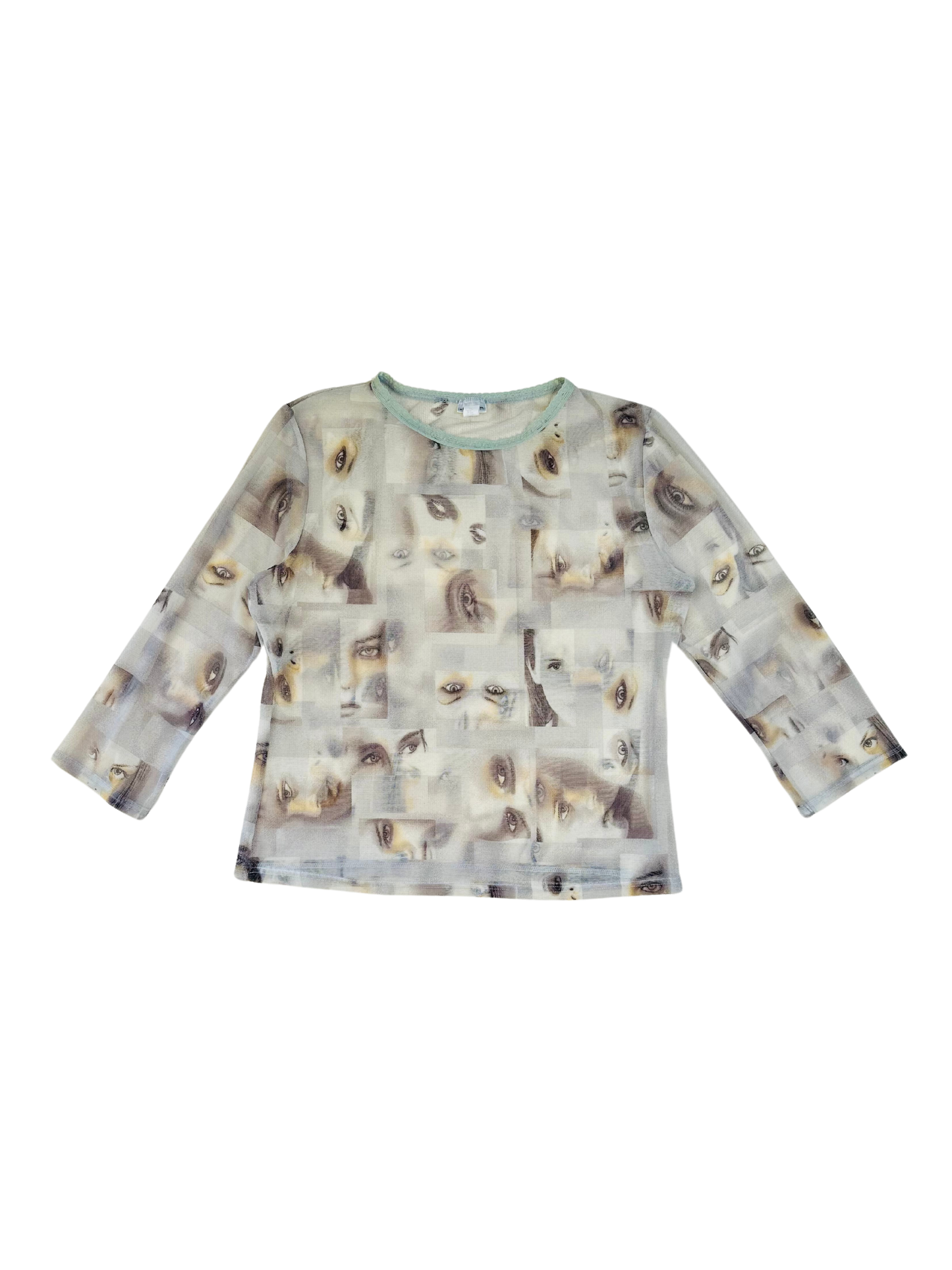 Top in Micromesh “Occhi” Stampato – Anni 2000 Y2K Style