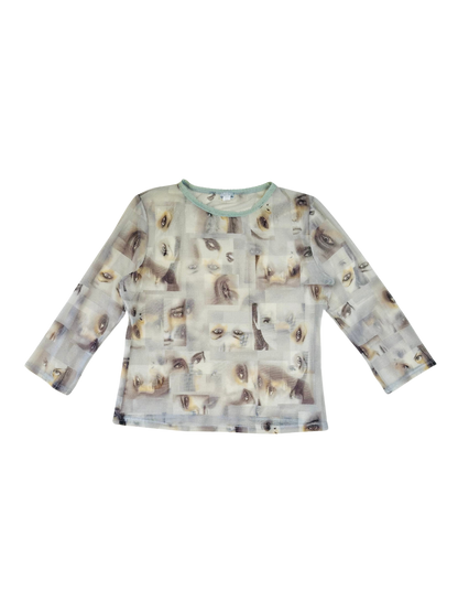 Top in Micromesh “Occhi” Stampato – Anni 2000 Y2K Style