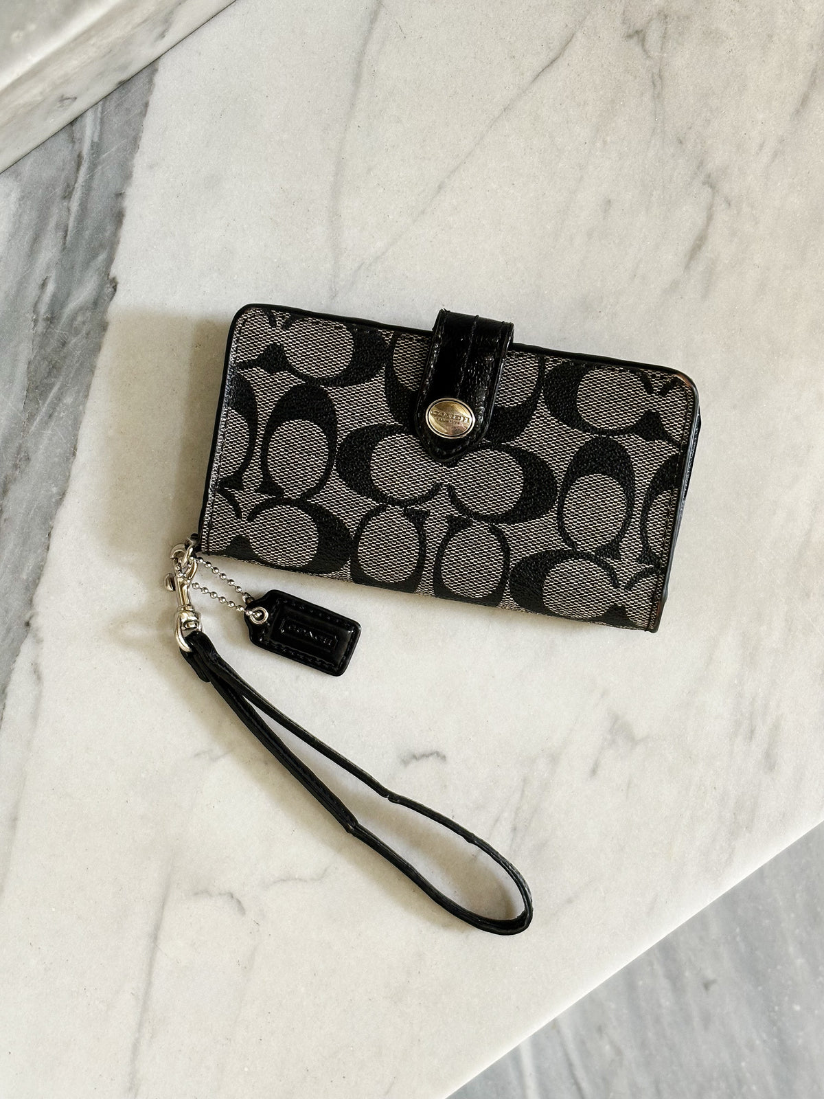 COACH - Signature Wallet Wristlet – Portafoglio Pochette da Polso Nero