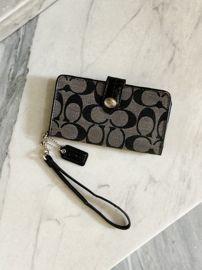 COACH - Signature Wallet Wristlet – Portafoglio Pochette da Polso Nero