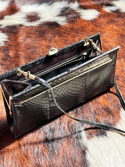 CLUTCH - 80s structured exotic leather bag
