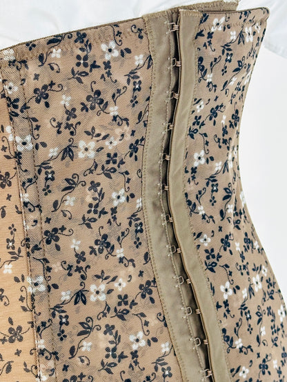 Corsetto sotto seno animalier , micromesh , leopardato a fiori , steccato
