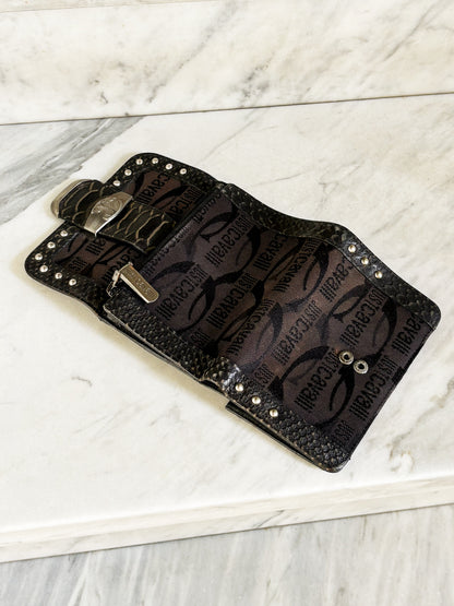 JUST CAVALLI - Portafoglio vintage Y2K monogram con borchie e dettagli animalier