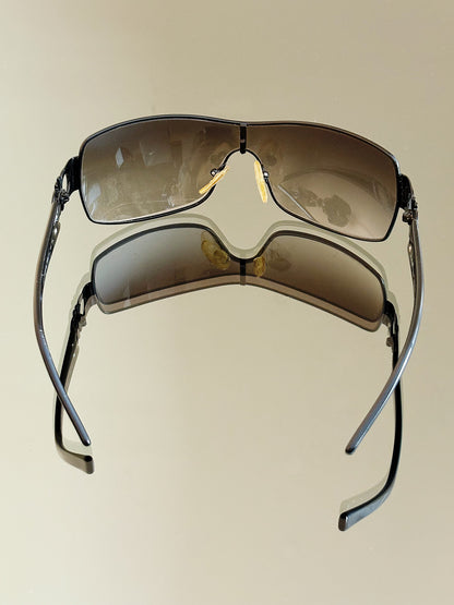 SALVATORE FERRAGAMO - Occhiali da sole – Shield Y2K con Gancini e cristalli