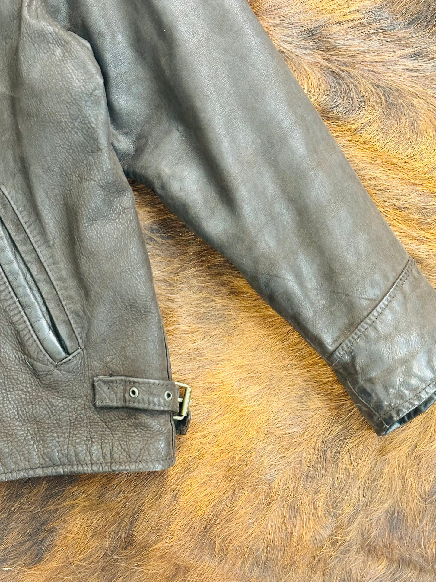 Giacca di pelle marrone Classic Fit
