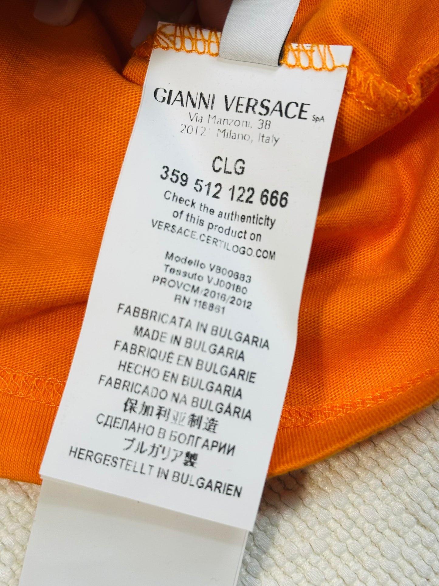 VERSACE COLLECTION  – TShirt Testa di Medusa Ricamata Arancione