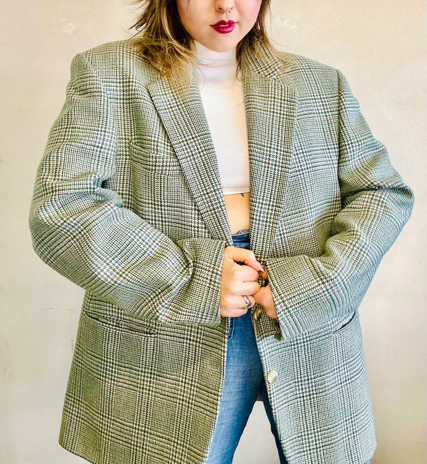 Blazer in pura lana pied de poule
