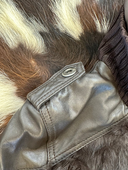 Giacca di pelle aviatore con pelliccia