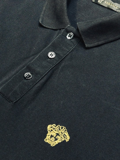 VERSACE – Polo color nero con Medusa Embroidery Edition | M
