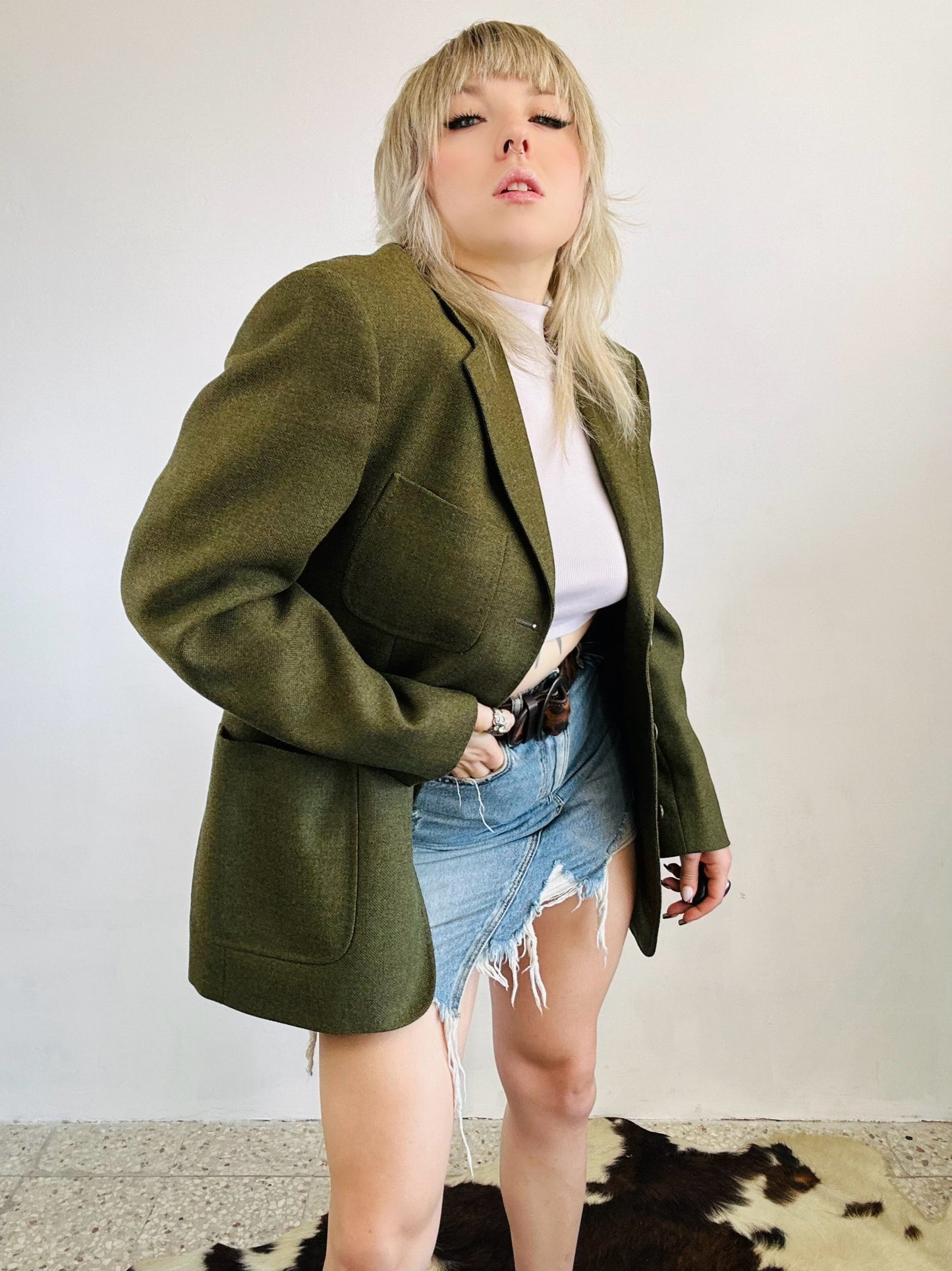 Giacca Blazer Vintage - Lana e cashmere verde