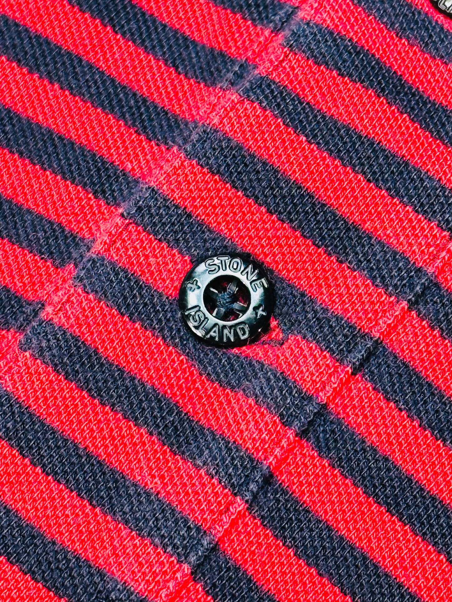 STONE ISLAND - Polo a righe color rosso/navy | L