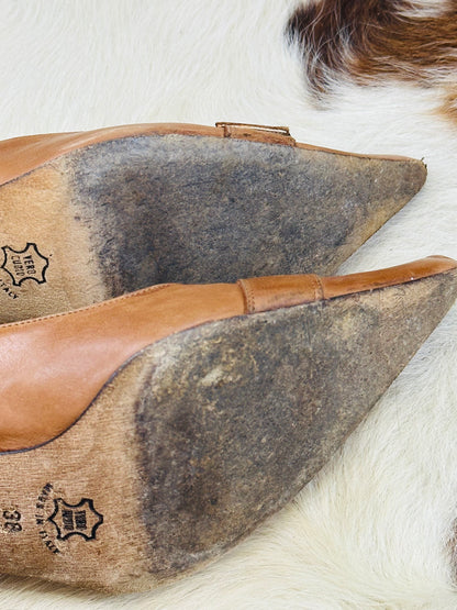 Décolleté vintage in pelle con fibbia bronzo – DONNA Made in Italy | Taglia 38