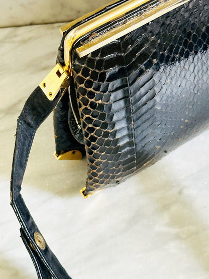 CLUTCH - 80s structured exotic leather bag