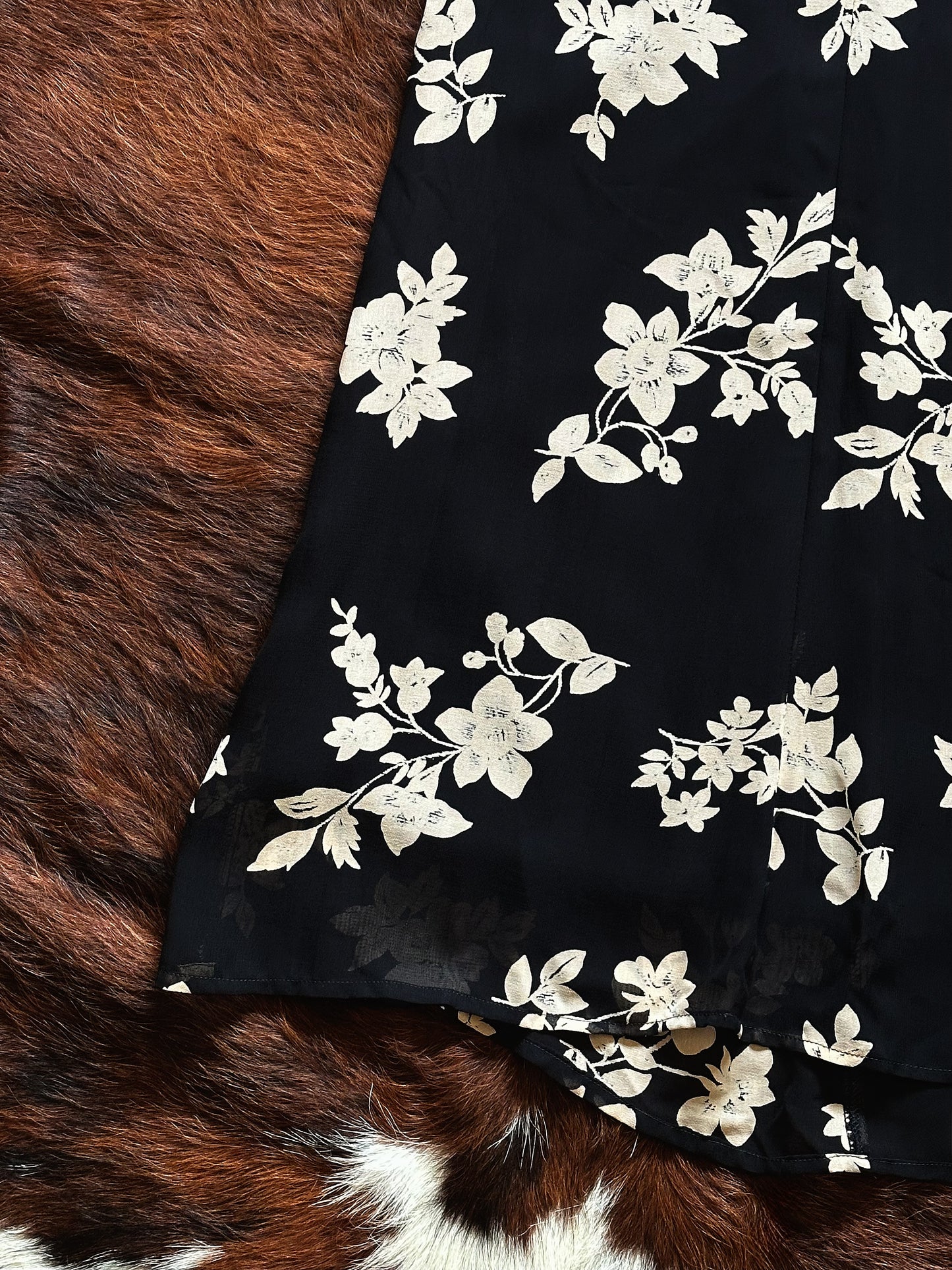 Gonna lunga vintage Made in Italy in 100% viscosa con stampa floreale