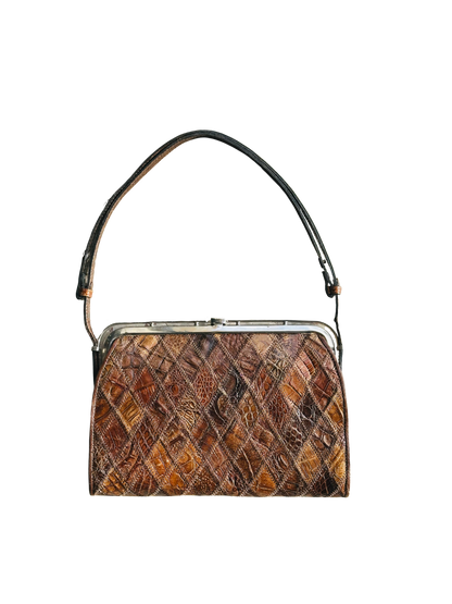 CLUTCH - Borsa Vintage Artigianale in Patchwork di Pelle Cocco