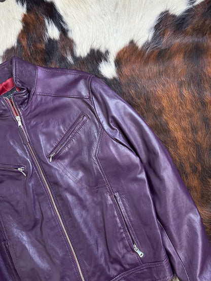 Giacca di pelle viola