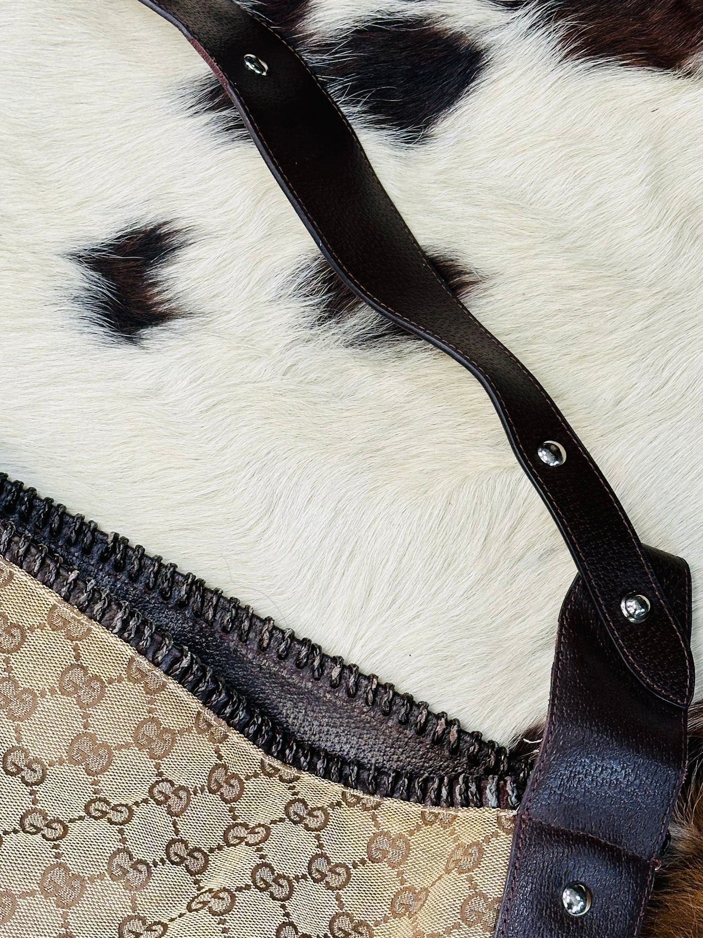 GUCCI - Shopper in Tela GG Monogram con Tracolla in Pelle