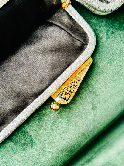 FENDI - Pochette Vintage “Border Line Embroidery +Kari” – Nuova con Etichetta