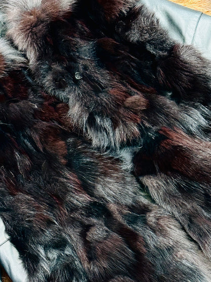 Pelliccia Vintage in Volpe Nera e Pelle