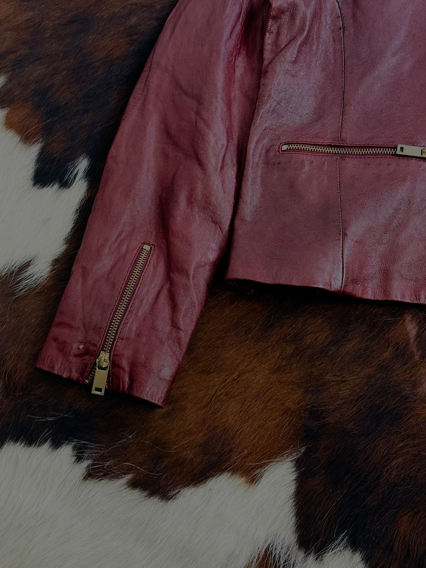 Giacca in vera pelle d’agnello Conbipel – Bordeaux biker jacket
