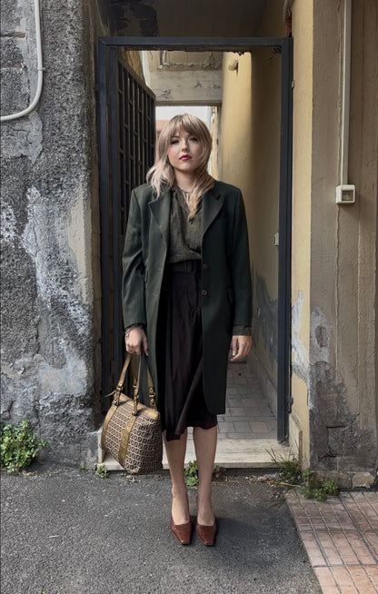 MCS Marlboro Classics - Gonna in Velluto a Coste Marrone con Cintura | Tg. 44 IT