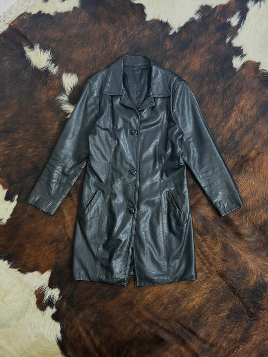 Cappotto in vera pelle nera – Minimal Chic Vintage
