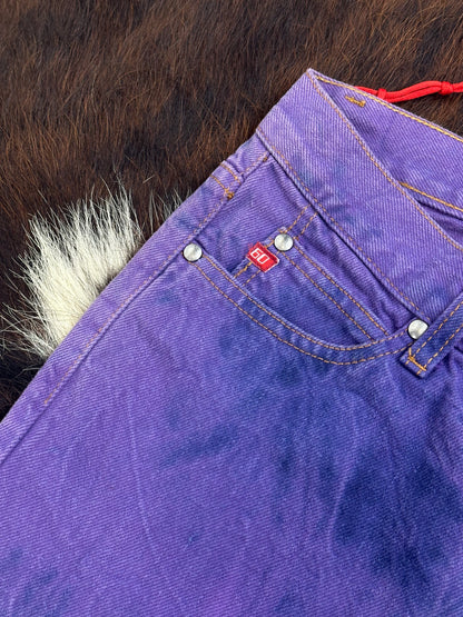 MISS SIXTY – Jeans Viola Tie-Dye Y2K con Stelle Glitter e Fondo Sfilacciato