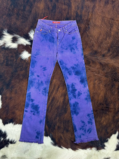 MISS SIXTY – Jeans Viola Tie-Dye Y2K con Stelle Glitter e Fondo Sfilacciato