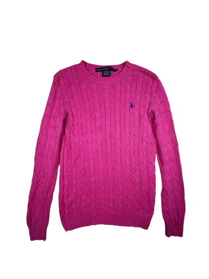 POLO RALPH LAUREN - Pullover pink flamingo con trecce