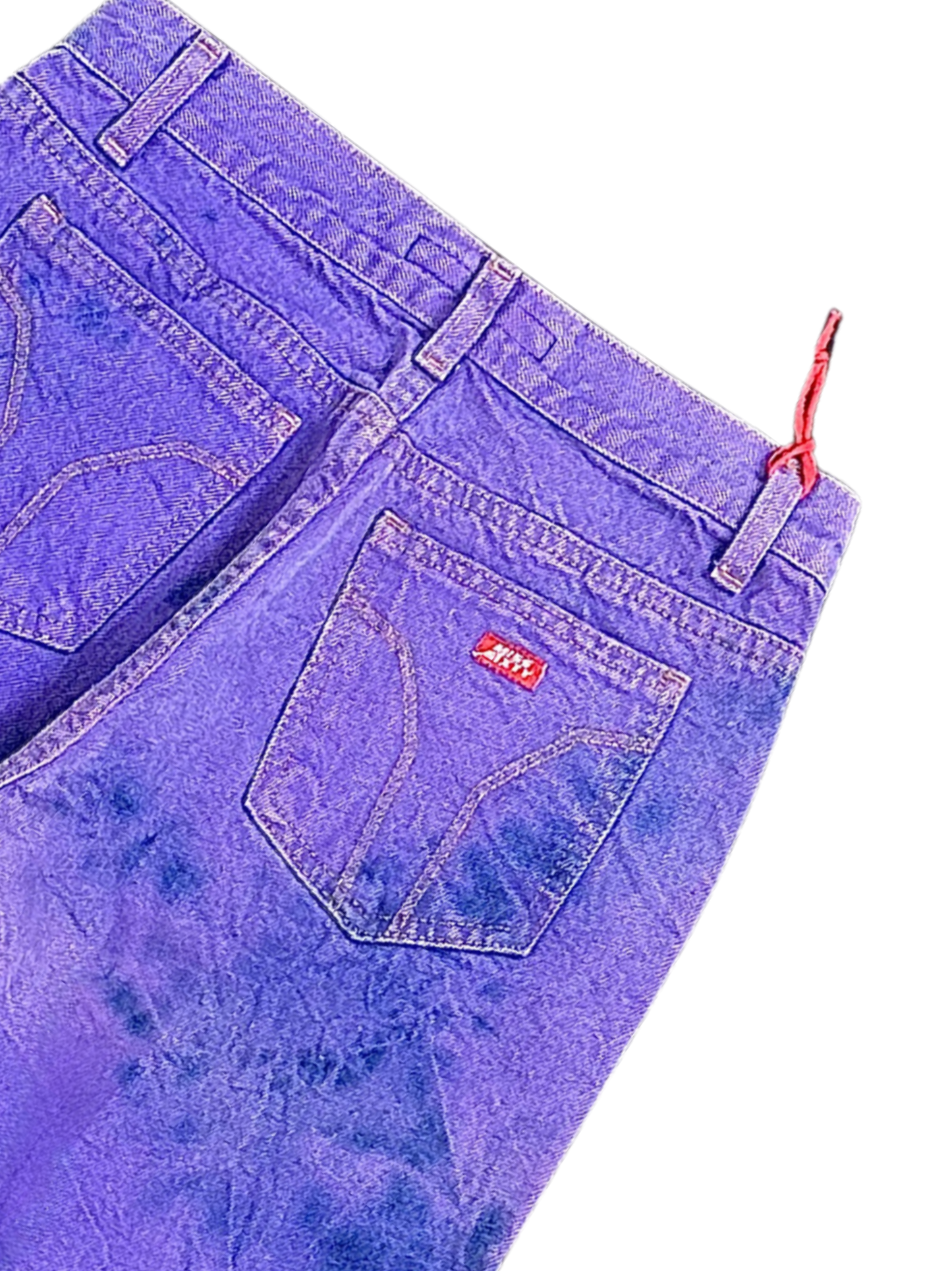 MISS SIXTY – Jeans Viola Tie-Dye Y2K con Stelle Glitter e Fondo Sfilacciato