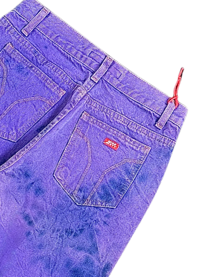 MISS SIXTY – Jeans Viola Tie-Dye Y2K con Stelle Glitter e Fondo Sfilacciato