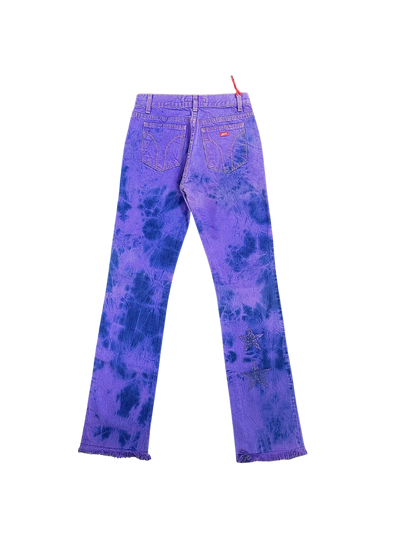 MISS SIXTY – Jeans Viola Tie-Dye Y2K con Stelle Glitter e Fondo Sfilacciato