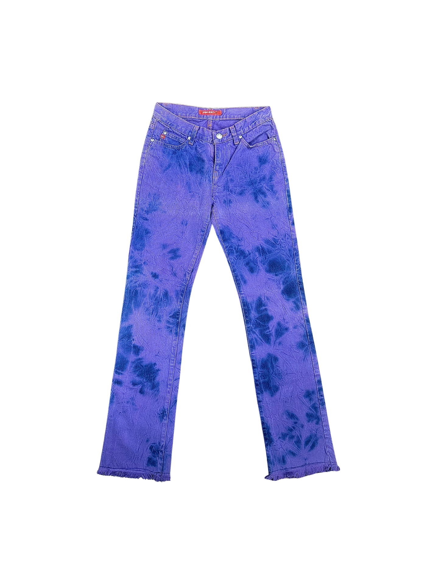 MISS SIXTY – Jeans Viola Tie-Dye Y2K con Stelle Glitter e Fondo Sfilacciato