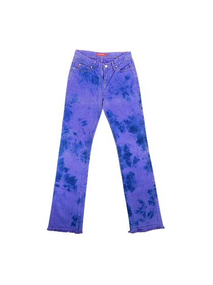 MISS SIXTY – Jeans Viola Tie-Dye Y2K con Stelle Glitter e Fondo Sfilacciato