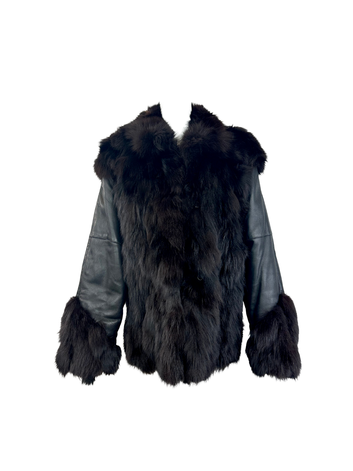 Pelliccia Vintage in Volpe Nera e Pelle