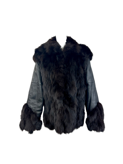 Pelliccia Vintage in Volpe Nera e Pelle