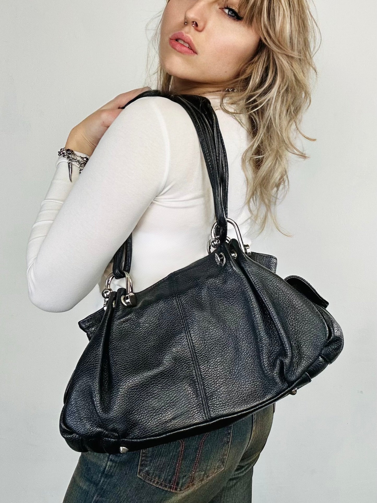 Borsa Shopper in pelle martellata