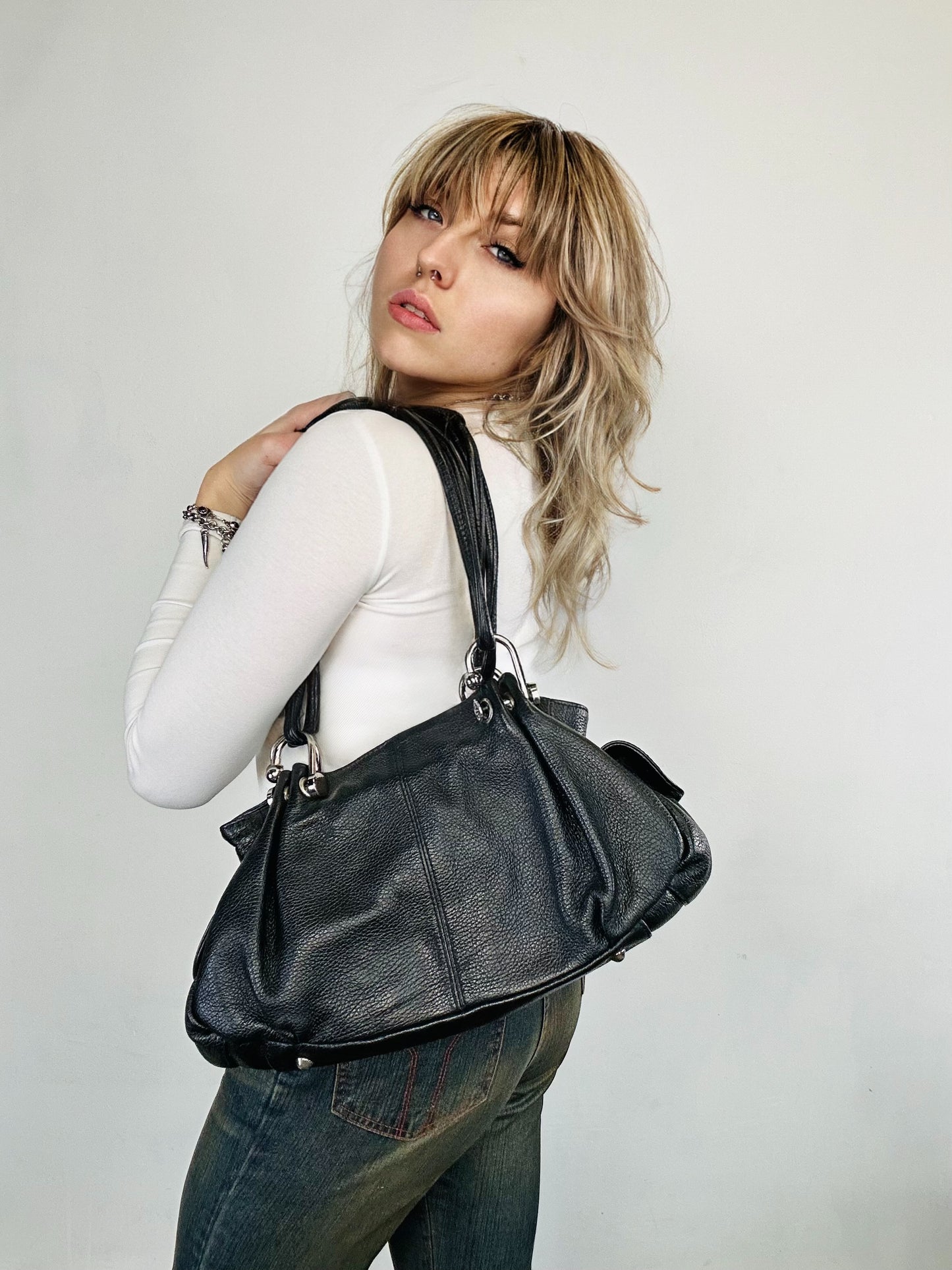 Borsa Shopper in pelle martellata