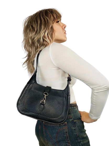 Borsa a Spalla in Pelle Nera Jackie ispired – Vintage Y2K