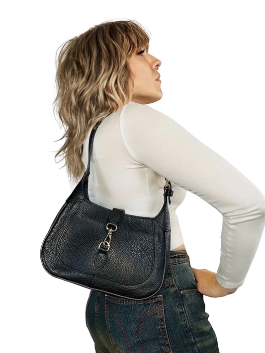 Borsa a Spalla in Pelle Nera Jackie ispired – Vintage Y2K