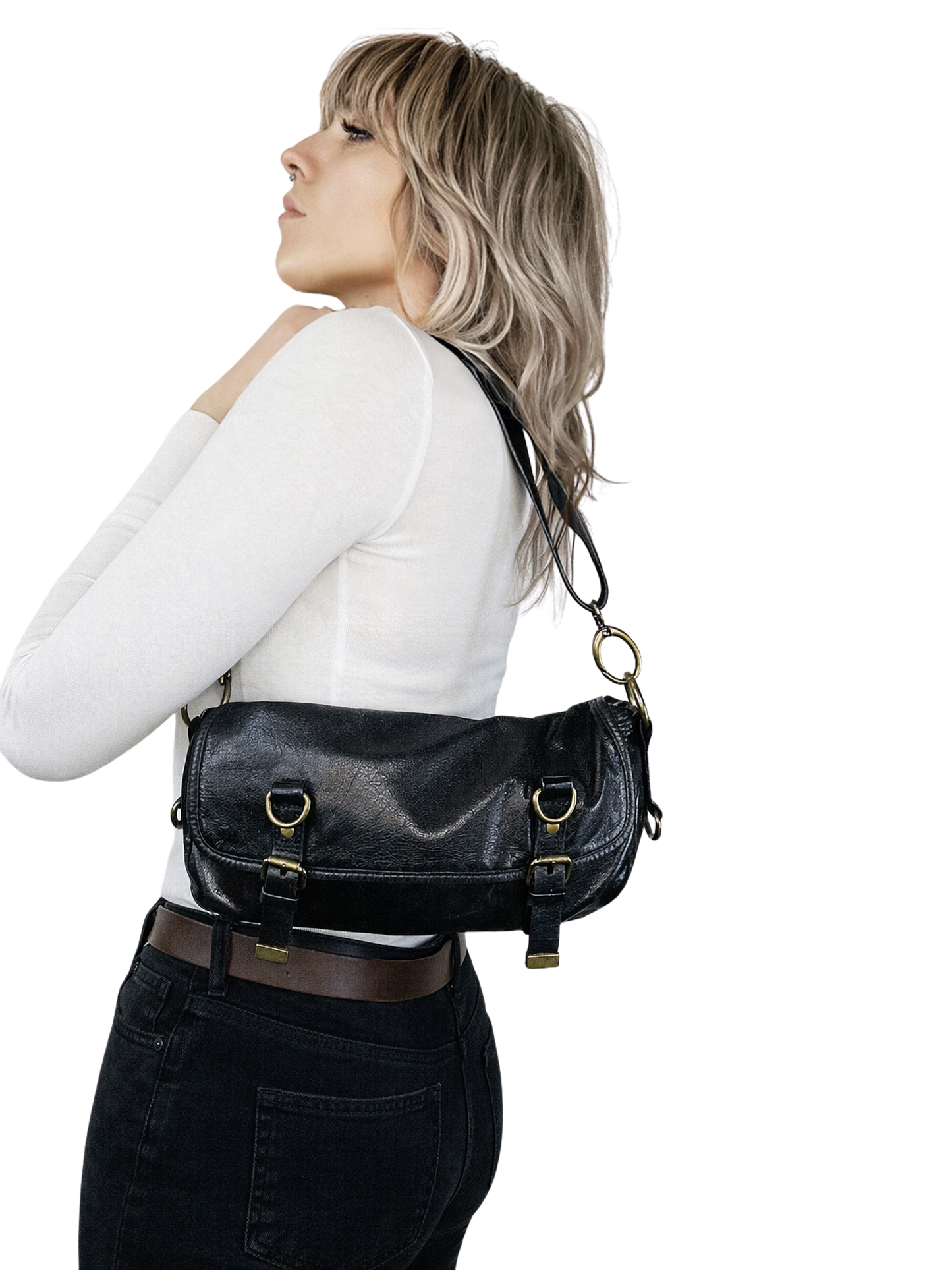 Borsa a Spalla\Bandoliera  in Vera Pelle con Hardware in ottone