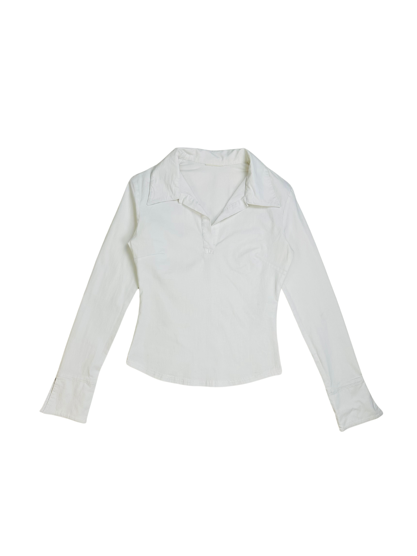 Camicia vintage a maniche lunghe bianco latte