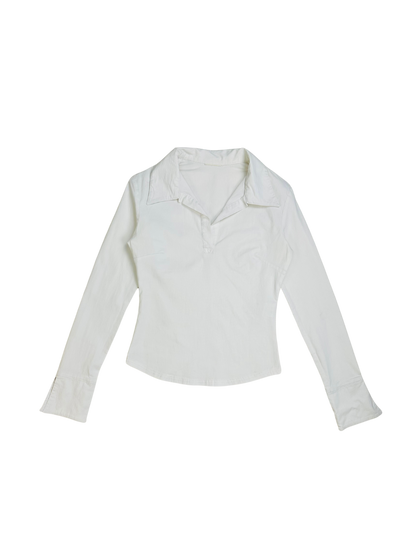 Camicia vintage a maniche lunghe bianco latte