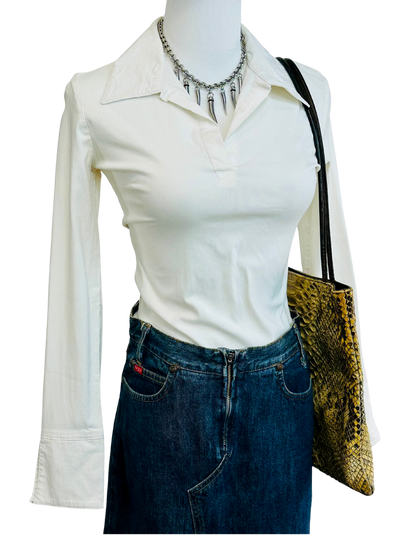 Camicia vintage a maniche lunghe bianco latte