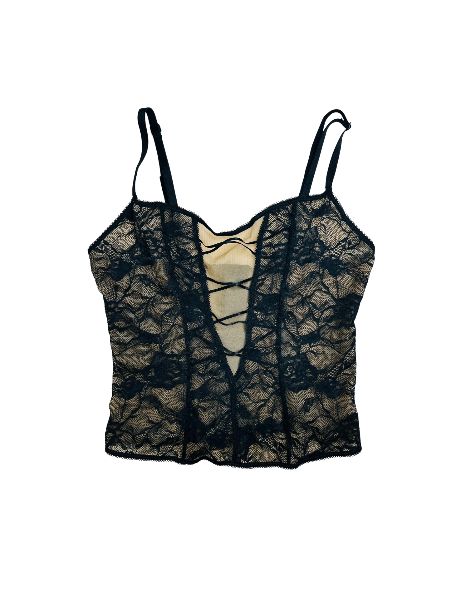 Top vintage y2k in pizzo con lacci frontali